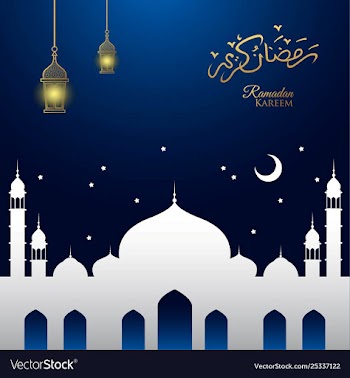 Ramadan kareem greeting card blue background vector image
