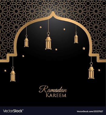 Ramadan kareem greeting card golden background vector image