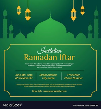Ramadan kareem greeting card green background vector image