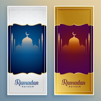 Ramadan kareem islamic banners set Free Vector
