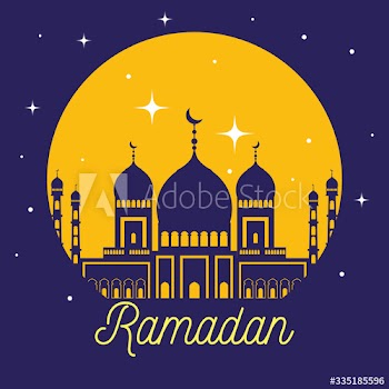 ramadan kareem poster with facade mosque design