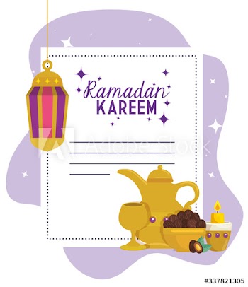 ramadan kareem poster with icons traditional design