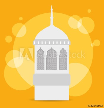 ramadan kareem poster with mosque facade design