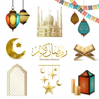 Ramadan kareem realistic set Free Vector