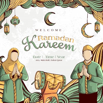 Ramadan kareem with hand drawn islamic illustration ornament on white grunge background Free Vector