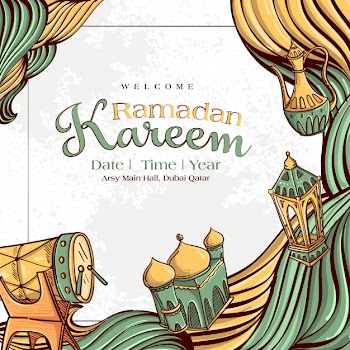 Ramadan kareem with hand drawn islamic illustration ornament on white grunge background Free Vector