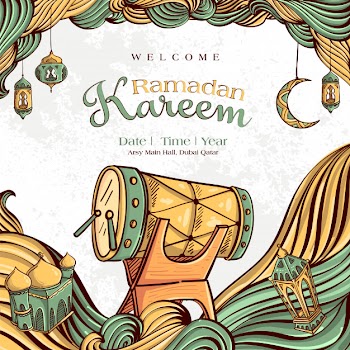 Ramadan kareem with hand drawn islamic illustration ornament on white grunge background Free Vector