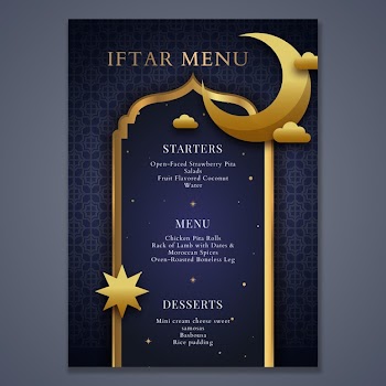 Ramadan menu template with moon Free Vector