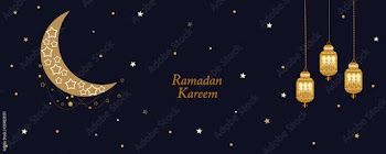 Ramadan night gold moon, crescent and stars. Traditional lantern Ramadan template design