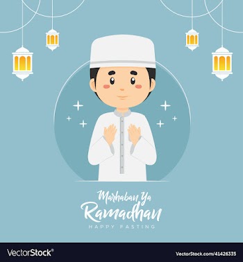 ramadhan greeting background with character