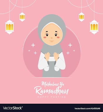 ramadhan greeting background with character