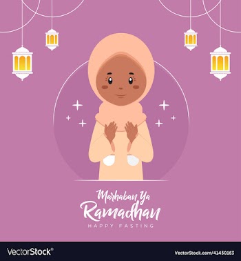 ramadhan greeting background with character