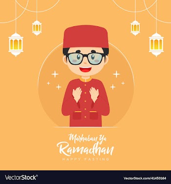 ramadhan greeting background with character