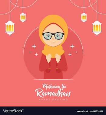 ramadhan greeting background with character
