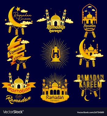 Ramadhan islamic badge logo set collection vector image
