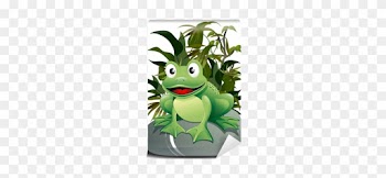 Rana Cartoon Su Pietra Cartoon Frog On Nature Vector - Vector