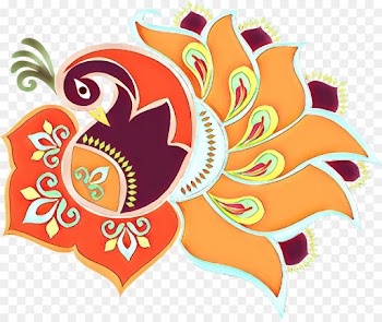 Rangoli, Alpana, Diwali, Orange, Sticker PNG