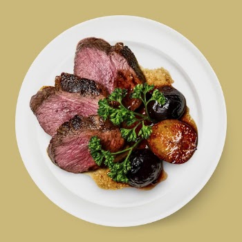 Rare cooked meat on a plate, | Free PSD - rawpixel