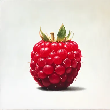 Raspberry Front View on White Background for Kitchen or Dining Decor