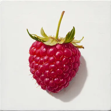 Raspberry on White Background, Front View in Natural Living Area