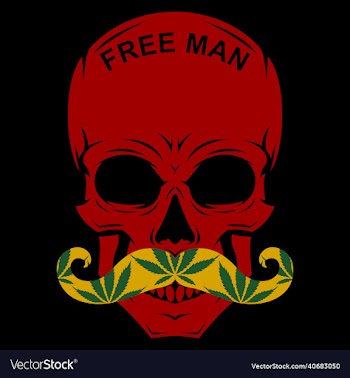 rastafari skull with cannabis