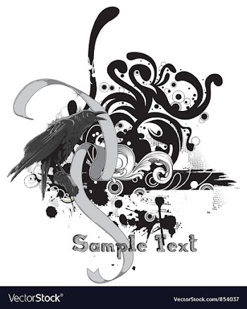 Raven with floral vector image