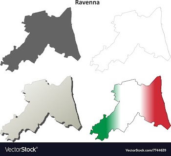 Ravenna blank detailed outline map set vector image