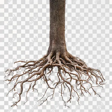 Raw Beauty: Tree Roots on a White Background