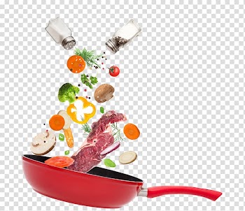 Raw mean in red steel pan, Freezing Vegetable Motion, Cooking transparent background PNG clipart