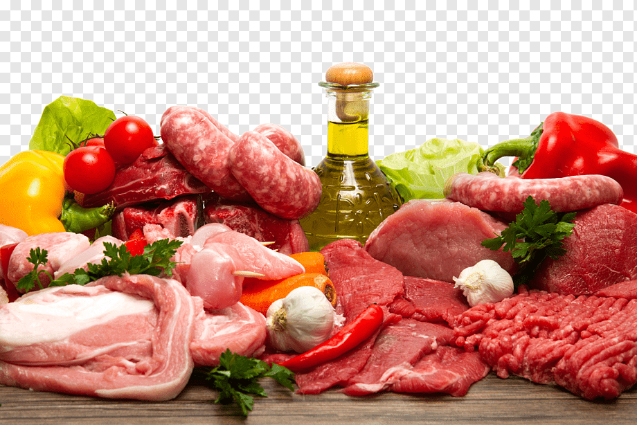 raw meat and vegetables on top of table, Sausage Steak Venison Organic food Meat, meat, food, beef, recipe png