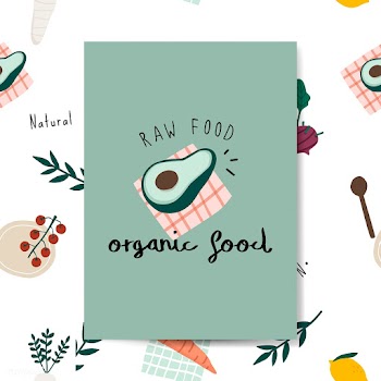 Raw organic food avocado card vector | Free stock vector - 537973