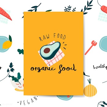 Raw organic food avocado card vector | Free stock vector - 538003