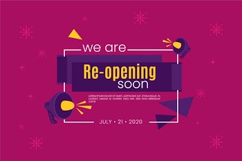 Re-opening soon banner design Free Vector