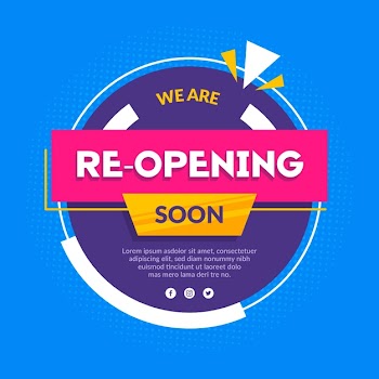 Re-opening soon banner Free Vector