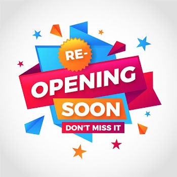 Re-opening soon banner template concept Free Vector