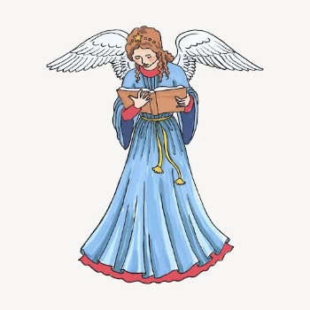 Reading angel sticker, religious illustration | Free Vector - rawpixel