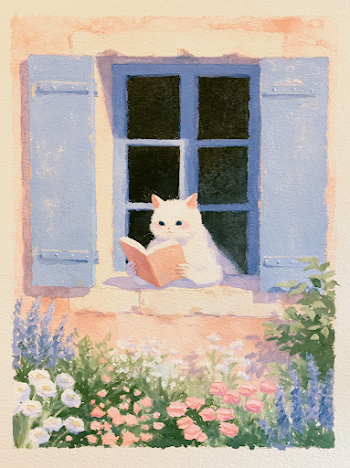 Reading Cat by the Window