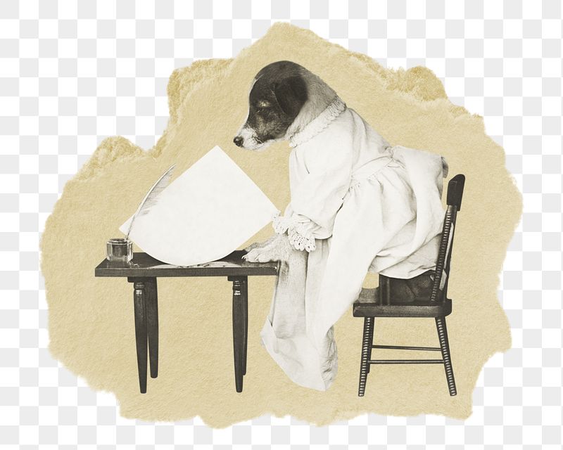 Reading dog png sticker, vintage | Free PNG - rawpixel