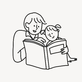 Reading doodle clipart, father & | Free Vector Illustration - rawpixel