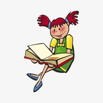 Reading girl clipart, illustration vector. | Free Vector - rawpixel