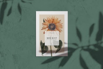 Ready to use sunflower card mockup Free Psd