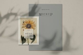 Ready to use sunflower poster mockup Free Psd