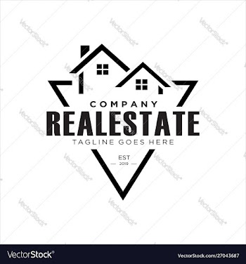 Real estate home and realty with shape triangle vector image