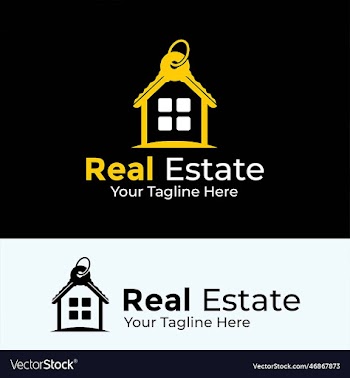 real estate logo key with house