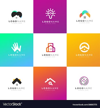 Real estate modern flat minimalist house logos vector image