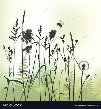  					Real grass silhouette with bumblebee vector image														