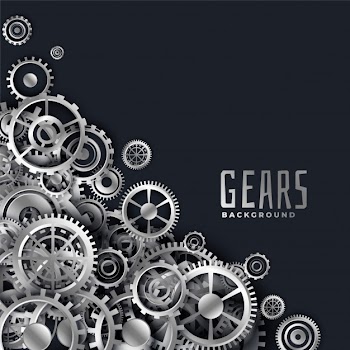 Realistic 3d metallic gears background Free Vector