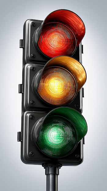 Realistic 3D Render of Vertical Traffic Signal