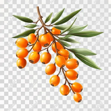 Realistic 3D Sea Buckthorn: Natural Health & Beauty