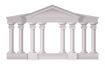 Realistic antique white columns realistic composition on white Free Vector
